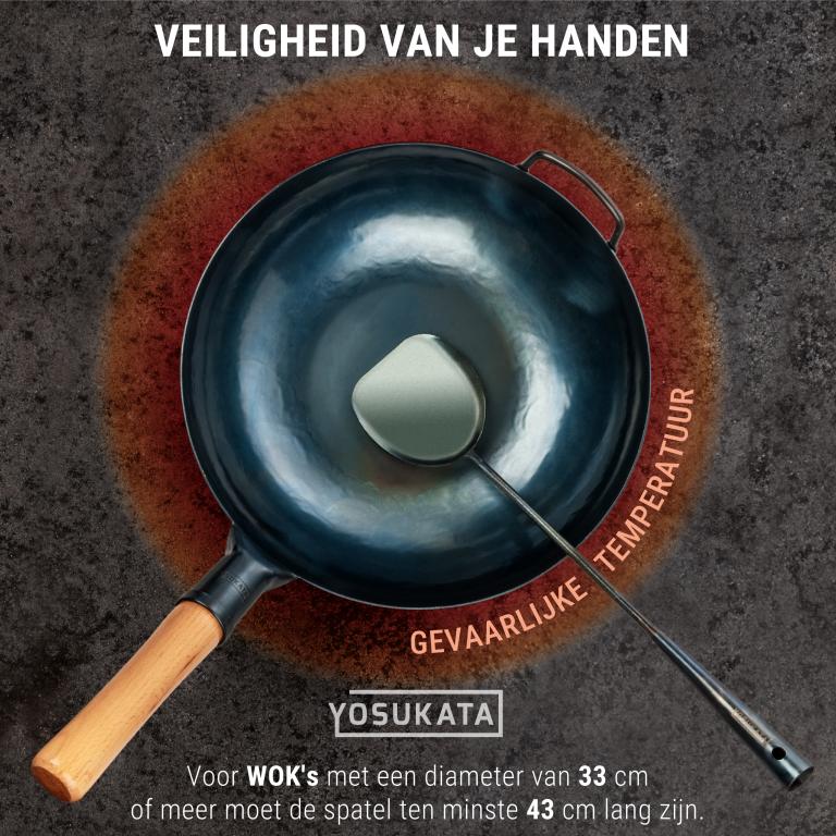 Yosukata Wokgerei Set (43 cm Wokspatel, Pollepel Van Koolstofstaal & Bamboe Eetstokjes)