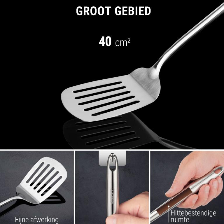 Yosukata Wokgerei Set (43 cm Spatel, Pollepel & Keerlepel Roestvrij Staal)