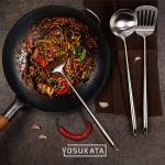 Small Yosukata Wokgerei Set (43 cm Spatel, Pollepel & Keerlepel Roestvrij Staal)