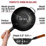 Small Yosukata 30 cm Wok van zwart koolstofstaal  (Platte bodem, Voorgezouten)