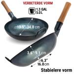 Small Yosukata 34 cm Wok van blauw koolstofstaal (Platte bodem, Voorgezouten)