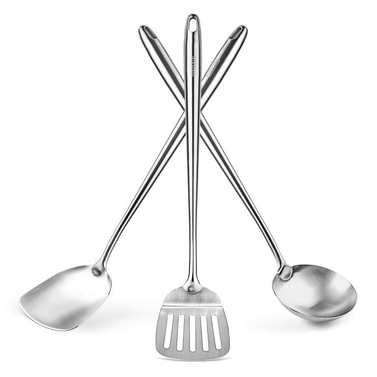 Yosukata Wokgerei Set (43 cm Spatel, Pollepel & Keerlepel Roestvrij Staal)